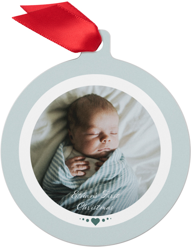 Dainty Heart Metal Ornament, Blue, Circle
