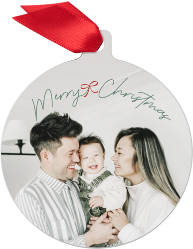 Bow Charmed Tidings Metal Ornament, Red, Circle, firecracker