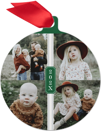 Year Vertical Collage Metal Ornament, Green, Circle