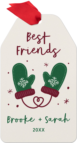 Personalized Mittens Metal Ornament, Beige, Gift Tag