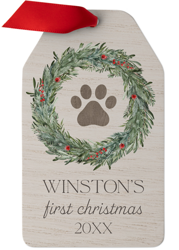 Pet First Christmas Metal Ornament, Beige, Gift Tag
