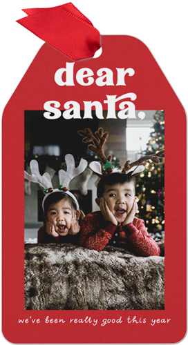 Dear Santa Metal Ornament, Red, Gift Tag
