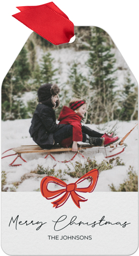 Hand Drawn Bow Metal Ornament, White, Gift Tag
