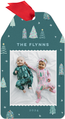 Little Sleepies Twinkling Trees Metal Ornament, Green, Gift Tag