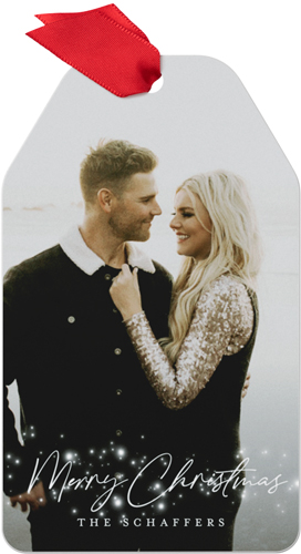 Christmas Sparkle Metal Ornament, White, Gift Tag, white