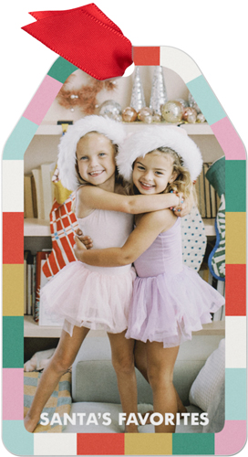 Colorblock Border Metal Ornament, Pink, Gift Tag, bubblegum