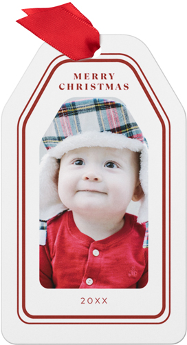 Double Border Metal Ornament, White, Gift Tag, white