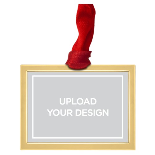 Upload Your Own Design Horizontal Luxe Frame Ornament, Gold, Multicolor, Rectangle