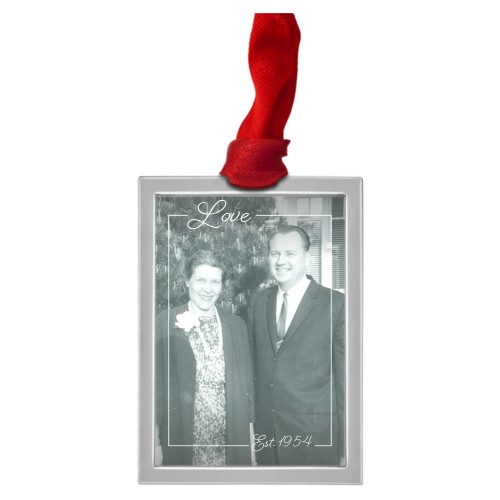 Love Border Luxe Frame Ornament, Silver, White, Rectangle