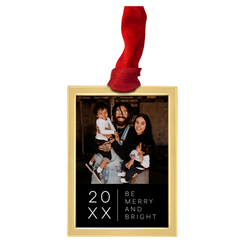 Modern Year Portrait Luxe Frame Ornament, Gold, Black, Rectangle Ornament