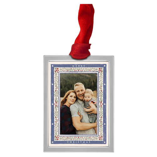 Painted Botanicals Luxe Frame Ornament, Silver, Beige, Rectangle, cream