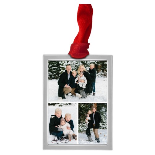 Gallery of Three Vertical Luxe Frame Ornament, Silver, White, Rectangle, white