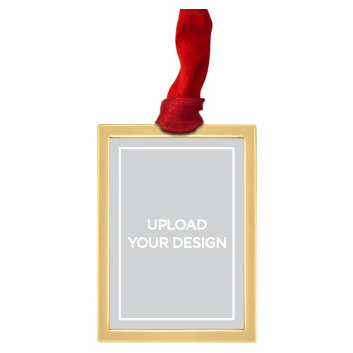 Upload Your Own Design Vertical Luxe Frame Ornament, Gold, Multicolor, Rectangle Ornament