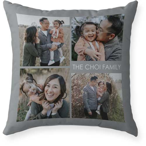 Gallery of Four Text Outdoor Pillow, 18x18, Double Sided, Multicolor