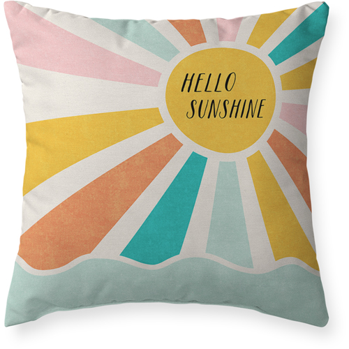 Hello Sunshine Beams Outdoor Pillow, 20x20, Double Sided, Multicolor