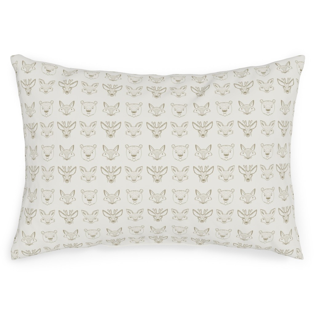 Forest Friends - Neutral Outdoor Pillow, 14x20, Single Sided, Beige