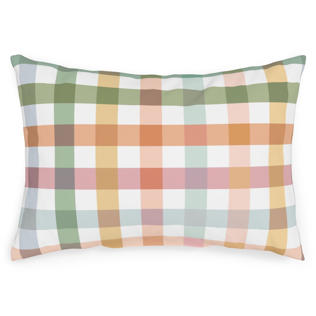Gingham Picnic - Multi Outdoor Pillow, 14x20, Single Sided, Multicolor