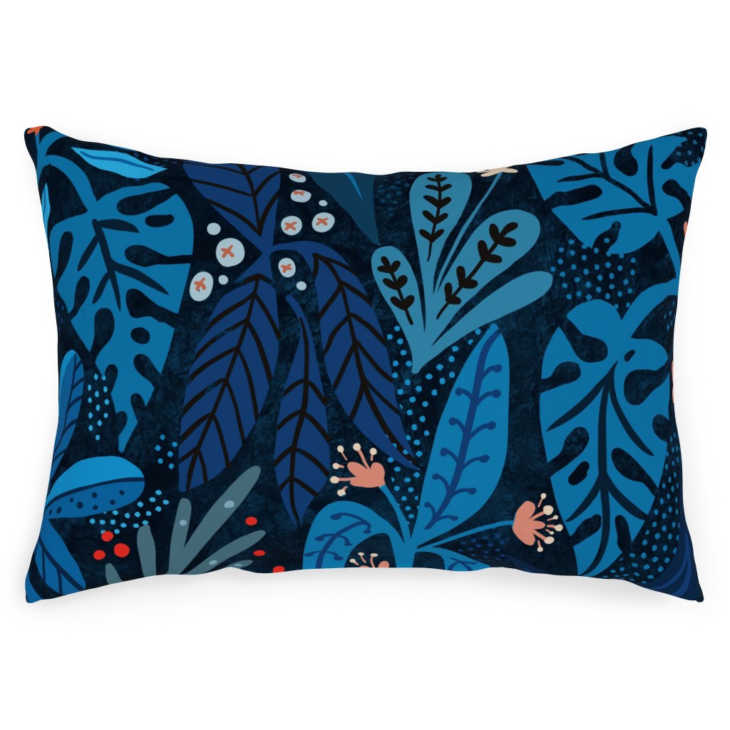 Jungle Nights Outdoor Pillow, 14x20, Single Sided, Blue