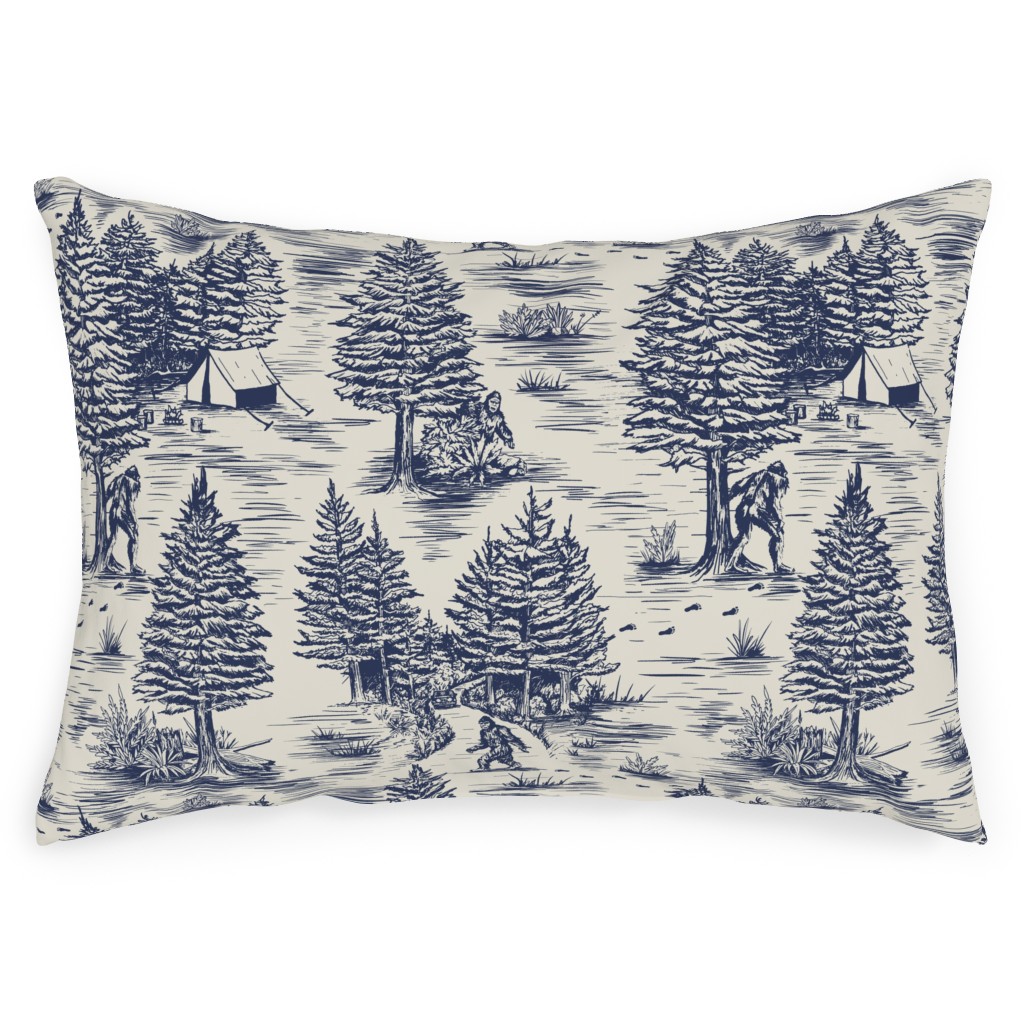 Bigfoot Toile De Jouy - Blue Outdoor Pillow | Shutterfly