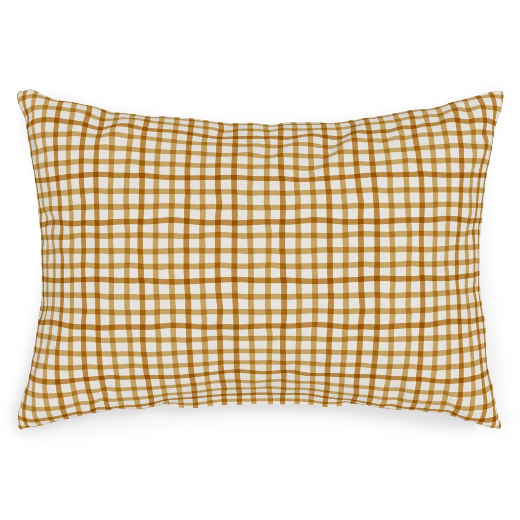 Wobbly Gingham Check Outdoor Pillow, 14x20, Single Sided, Yellow
