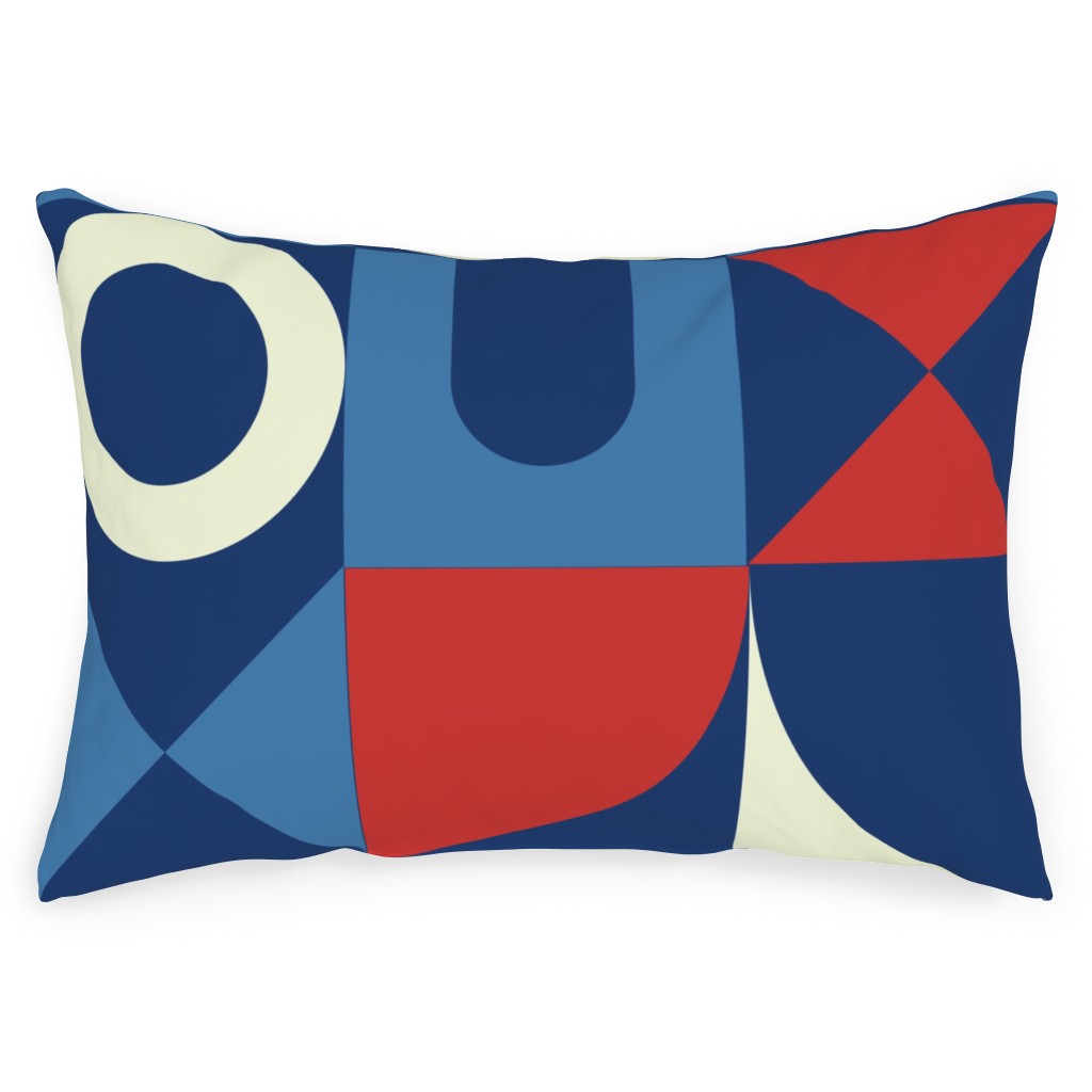 Abstract Shapes Red, White and Blue Outdoor Pillow Shutterfly