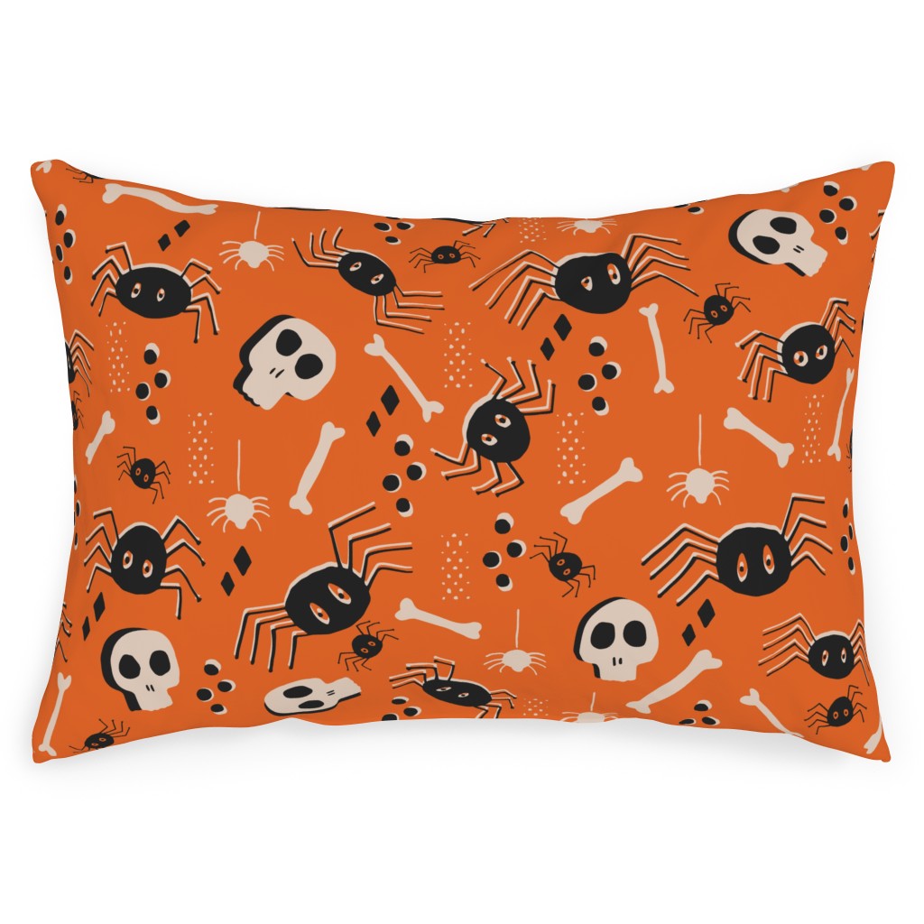 Vintage Halloween - Orange and Black Outdoor Pillow, 14x20, Single Sided, Orange