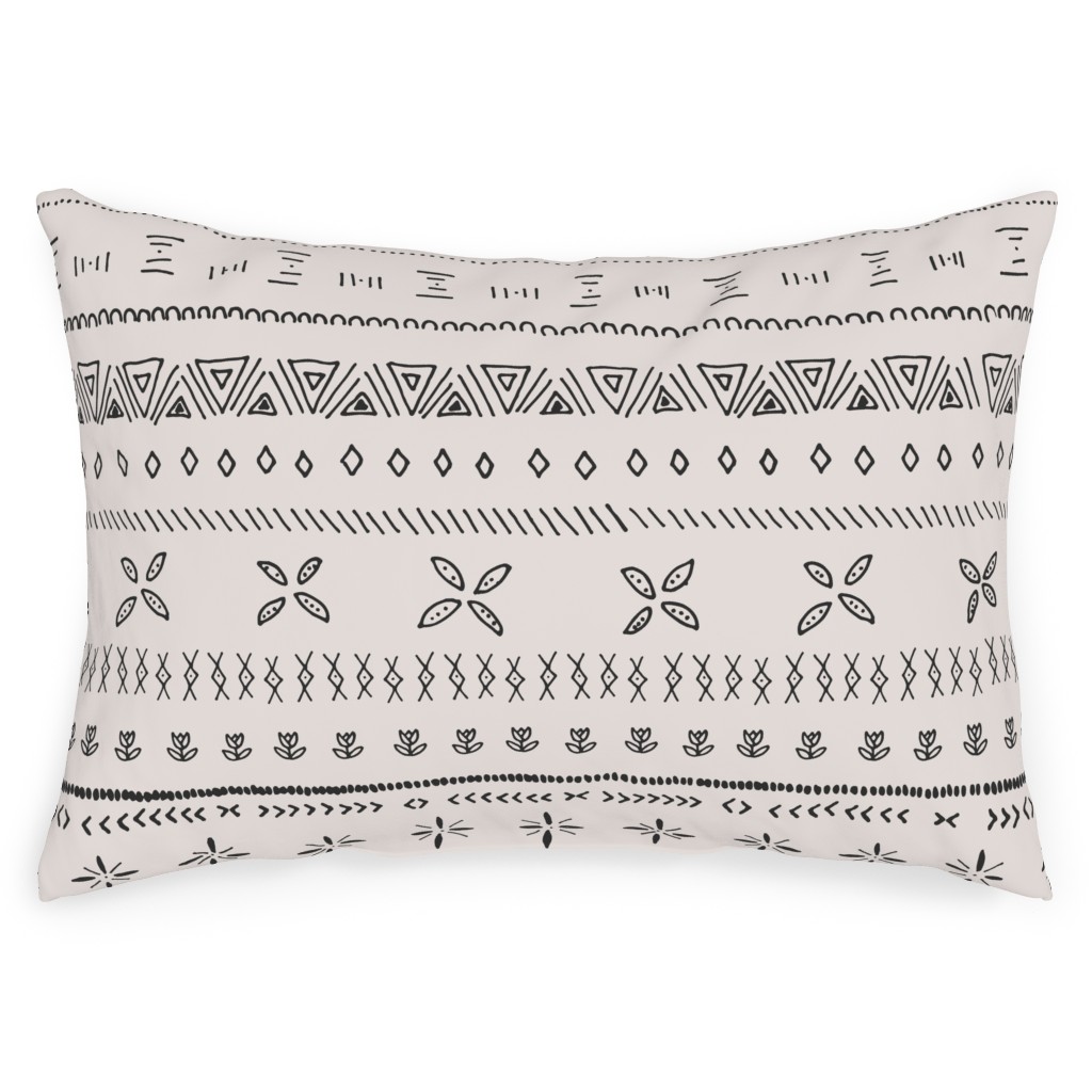 Boho Print Outdoor Pillow, 14x20, Single Sided, Beige