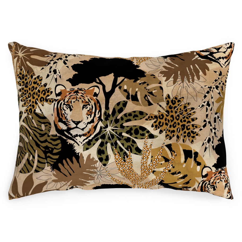 Safari Camouflage - Earthy Outdoor Pillow, 14x20, Single Sided, Brown