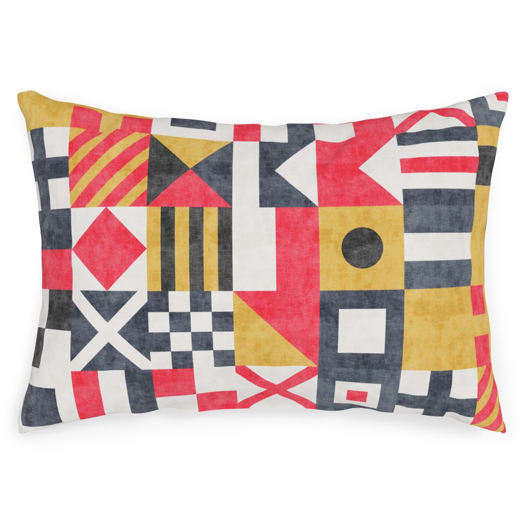 Vintage Maritime Flags - Multi Outdoor Pillow, 14x20, Single Sided, Multicolor