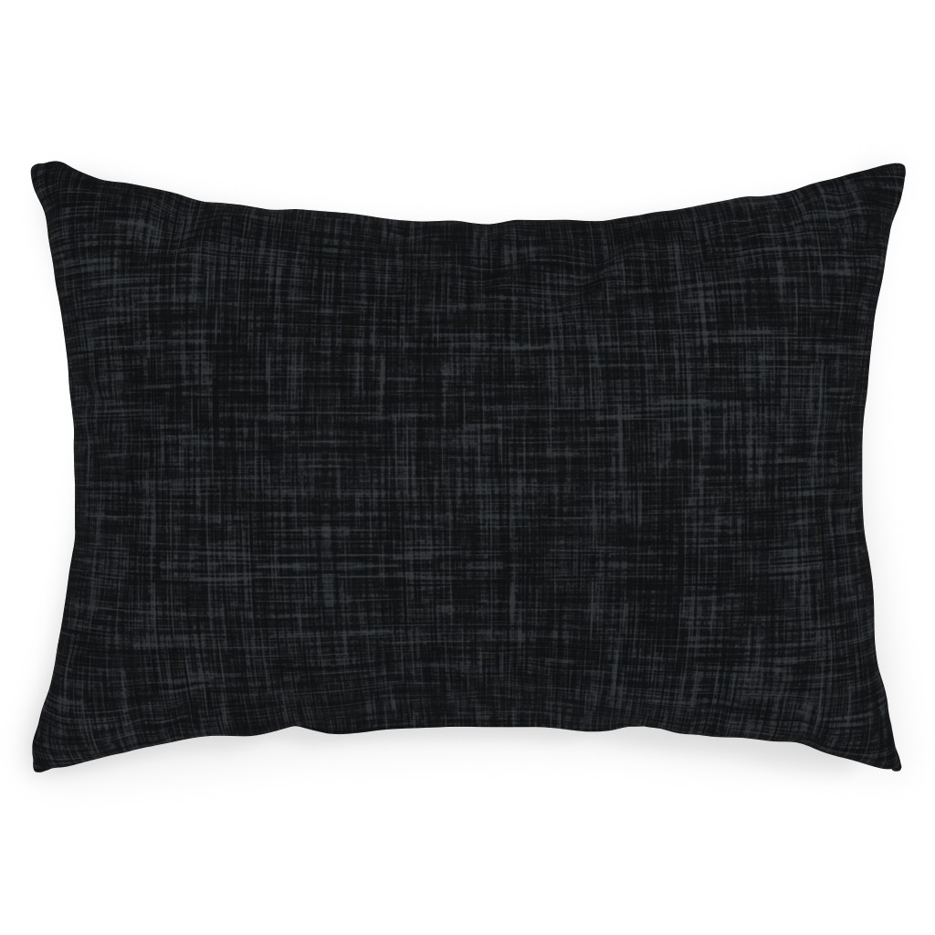 Dark Charcoal Linen Outdoor Pillow, 14x20, Single Sided, Black