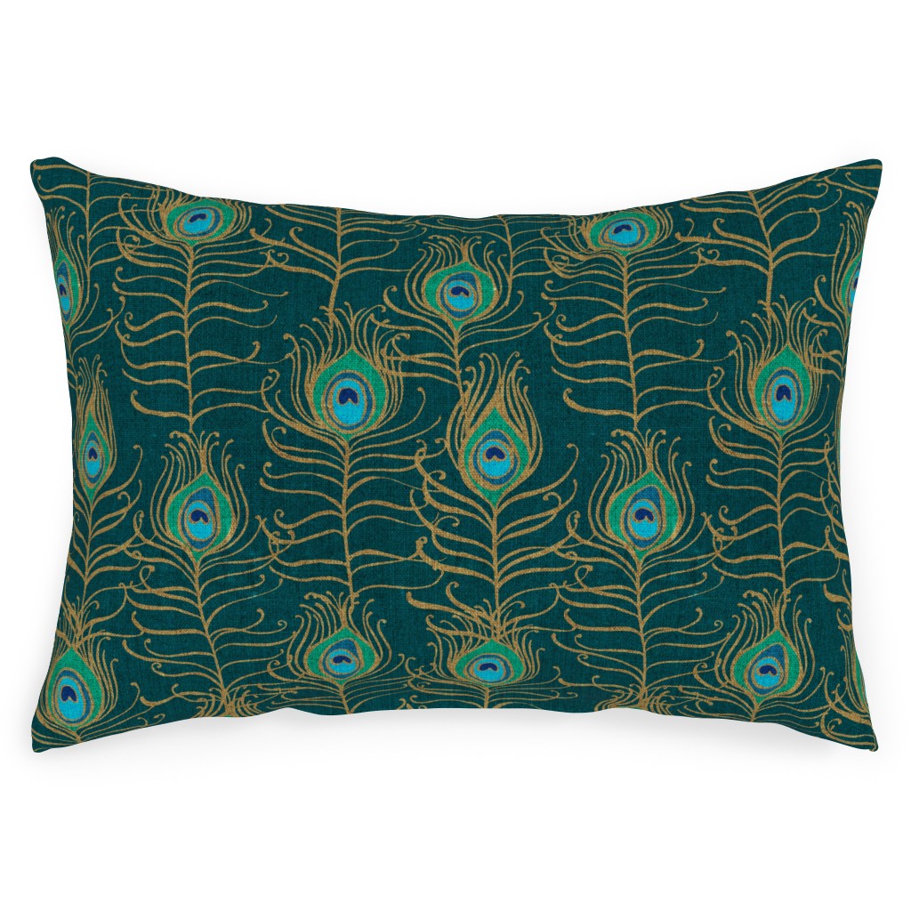 Peacock Feather Nouveau Emerald Outdoor Pillow Shutterfly