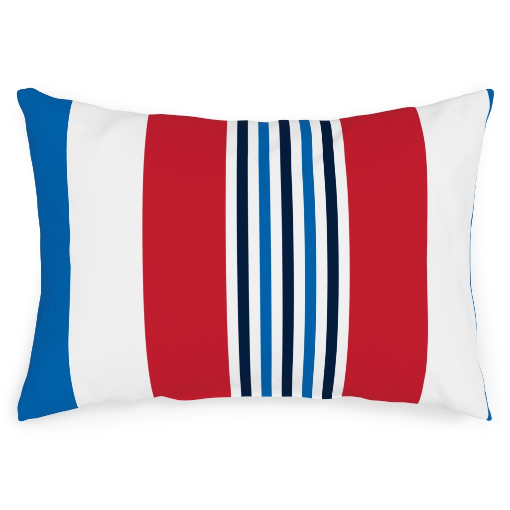 Vertical Stripes - Red White and Blue Outdoor Pillow, 14x20, Single Sided, Multicolor