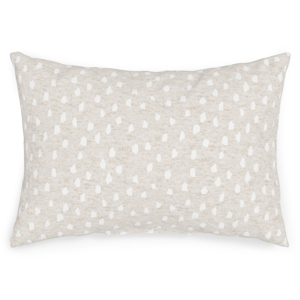 White Speckle Dot on Textured Oatmeal Outdoor Pillow, 14x20, Single Sided, Beige