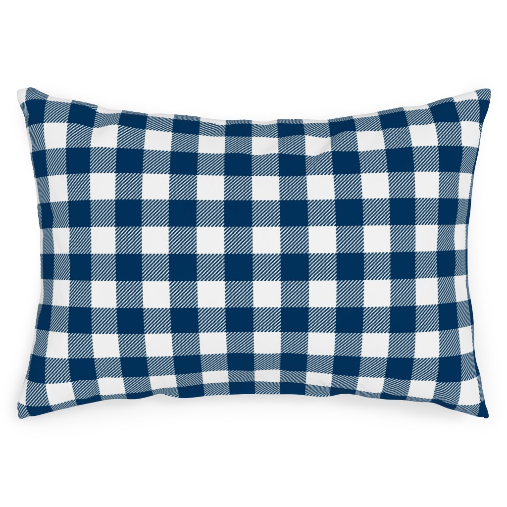 Buffalo Plaid Outdoor Pillow, 14x20, Single Sided, Blue