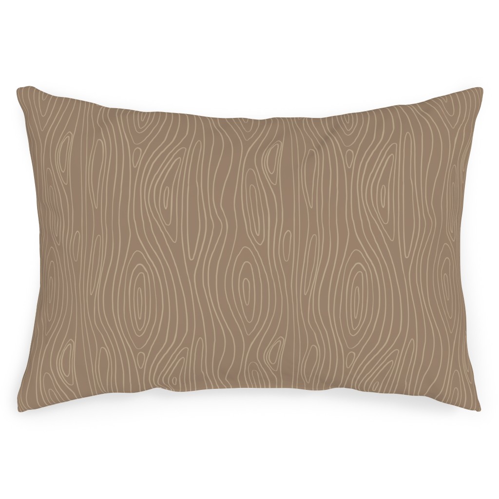 Wood Grain Outdoor Pillow, 14x20, Single Sided, Brown