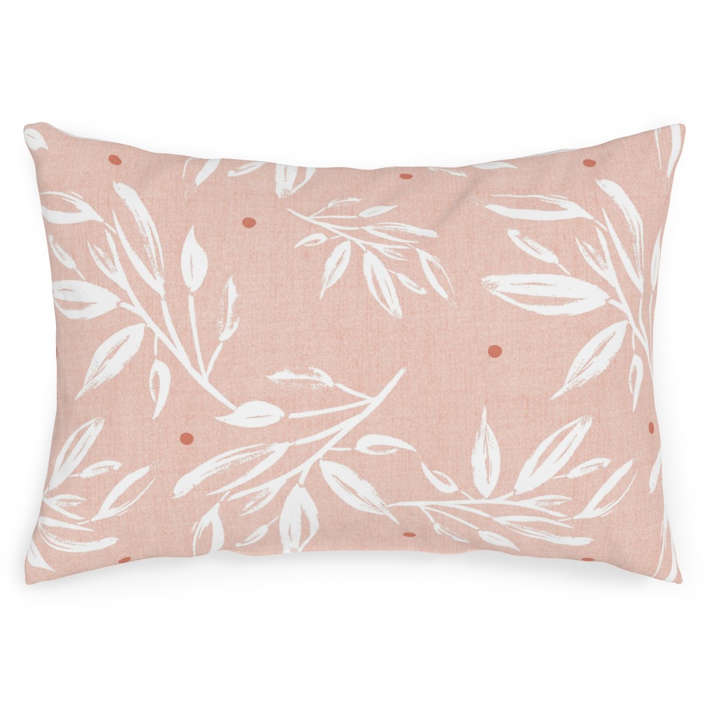 Zen Botanical Leaves Blush Pink Outdoor Pillow Shutterfly