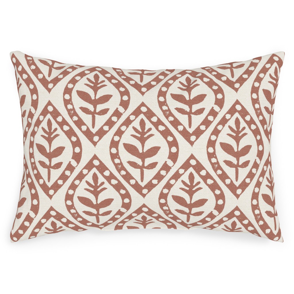 Molly's Print - Terracotta Outdoor Pillow, 14x20, Double Sided, Brown