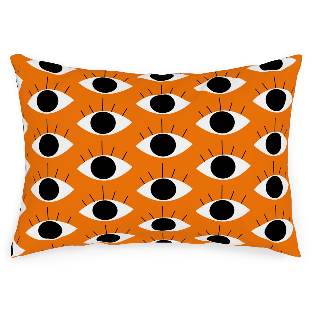 Spooky Eye - Orange Outdoor Pillow, 14x20, Double Sided, Orange