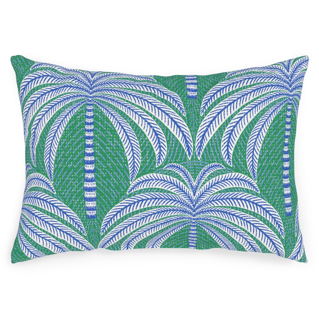 Palm Springs Palm Trees - Green Outdoor Pillow, 14x20, Double Sided, Green