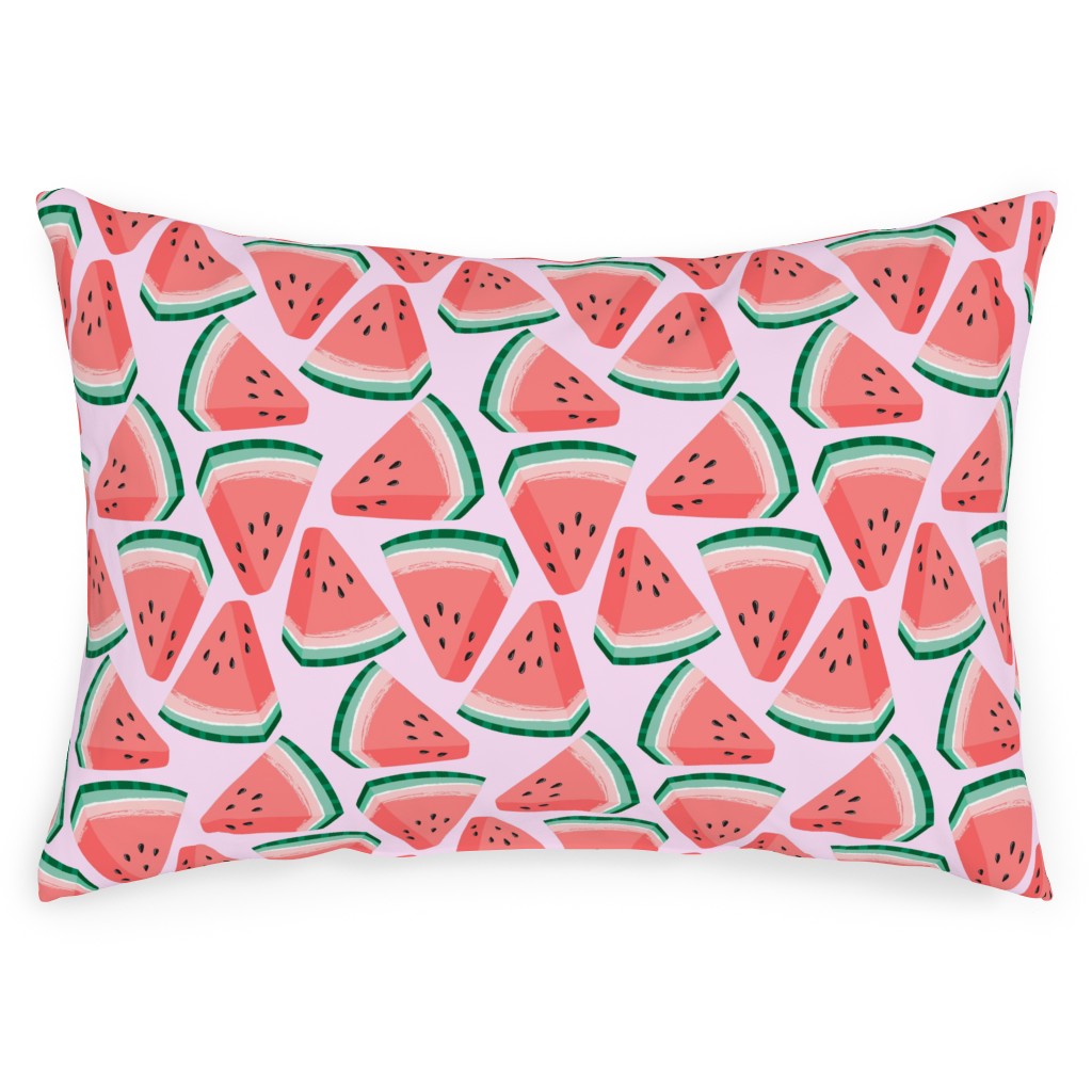 Watercolor - Pink Outdoor Pillow, 14x20, Double Sided, Pink