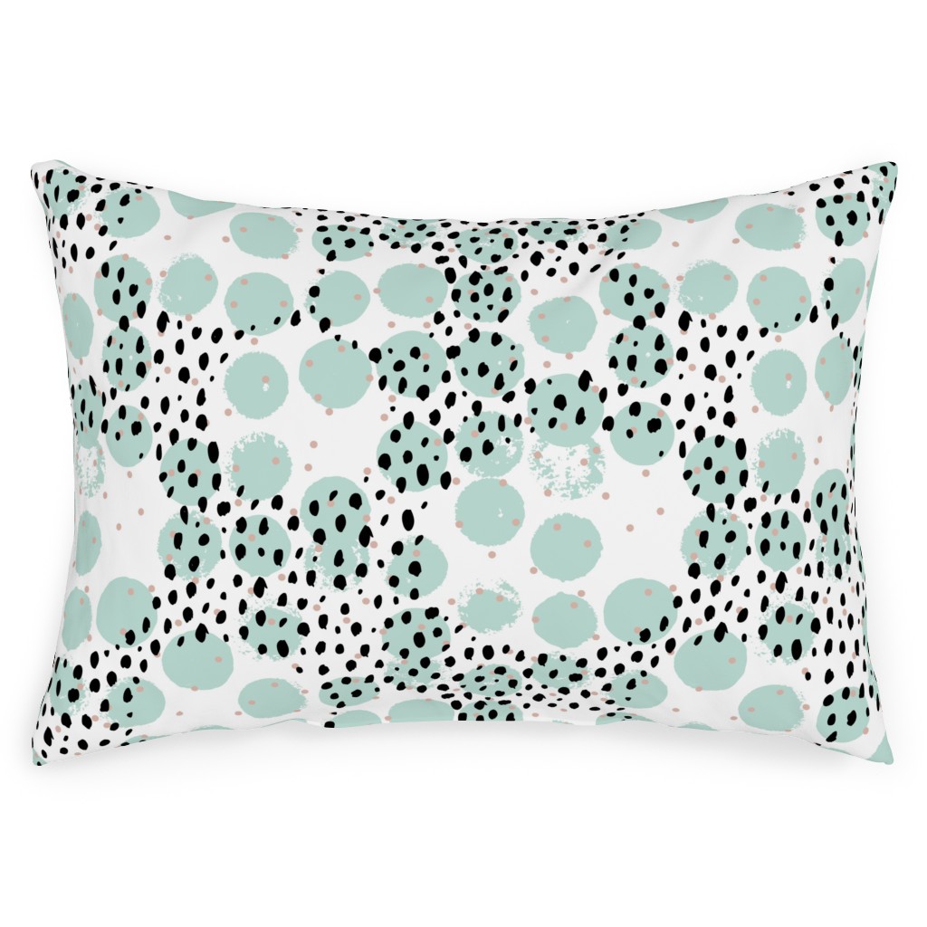 Abstract Rain - Green Outdoor Pillow, 14x20, Double Sided, Green