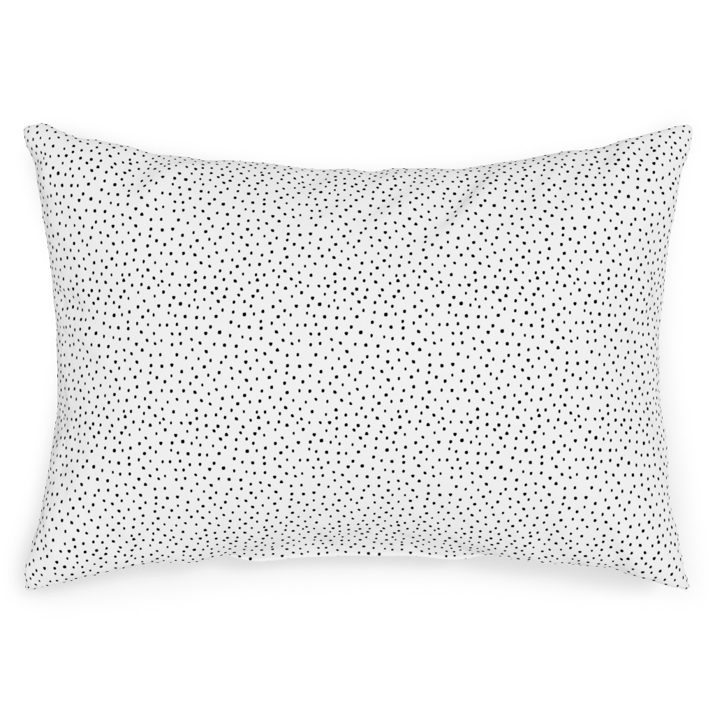 Tiny Dot - Black + White Outdoor Pillow, 14x20, Double Sided, White