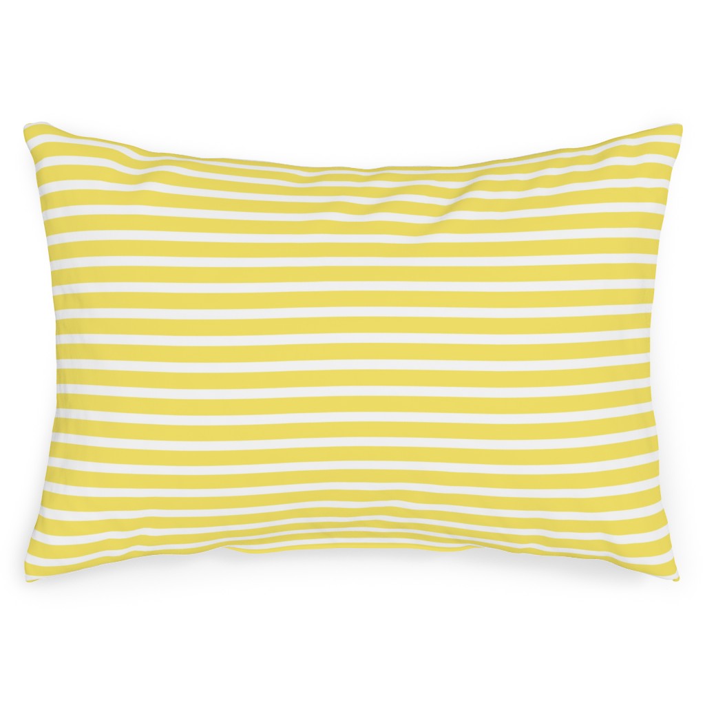 Wonky Stripe - Sunny Outdoor Pillow, 14x20, Double Sided, Yellow