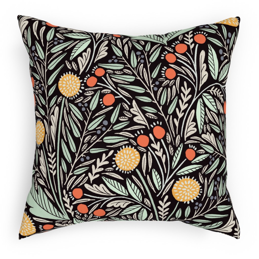 Astrid - Dark Outdoor Pillow, 18x18, Single Sided, Multicolor