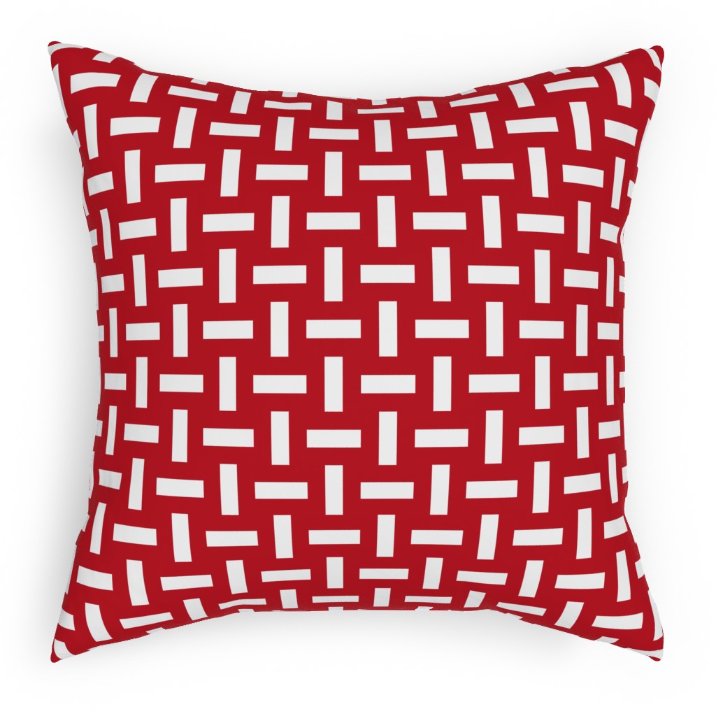 Geometrically Assembled Flag - Red Outdoor Pillow, 18x18, Single Sided, Red