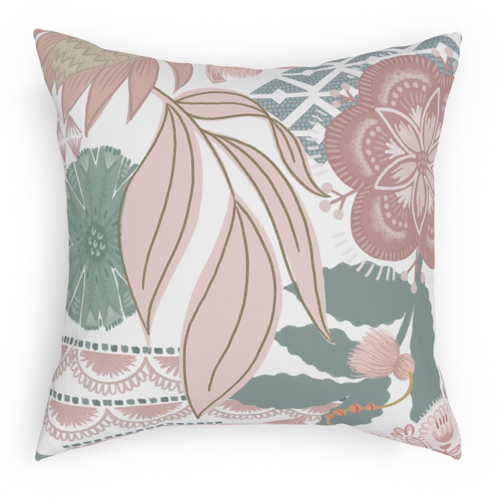 Boho Tropical Outdoor Pillow, 18x18, Single Sided, Multicolor