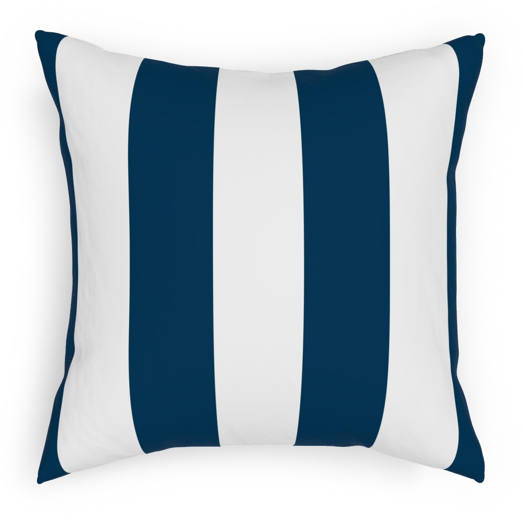 Cabana Stripe - Navy and White Outdoor Pillow, 18x18, Single Sided, Blue