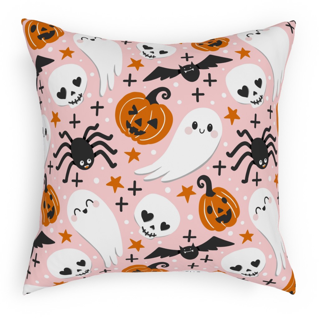 Cute Halloween - Pink Outdoor Pillow, 18x18, Single Sided, Pink