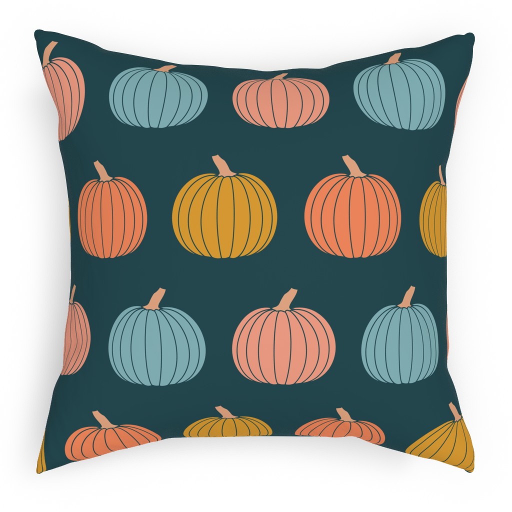 Colorful Halloween - Teal and Orange Outdoor Pillow, 18x18, Single Sided, Multicolor