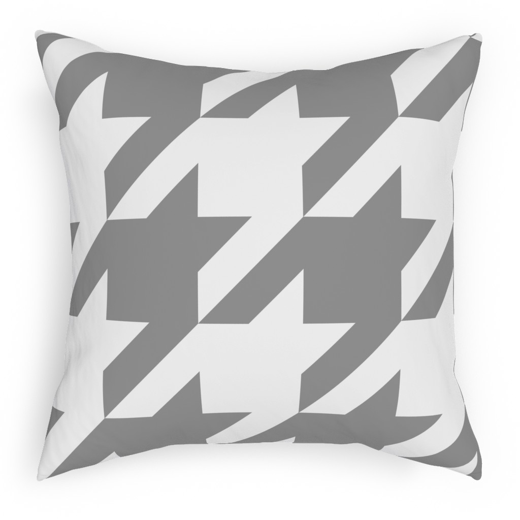 Modern Houndstooth Check - Grey and White Outdoor Pillow, 18x18, Single Sided, Gray